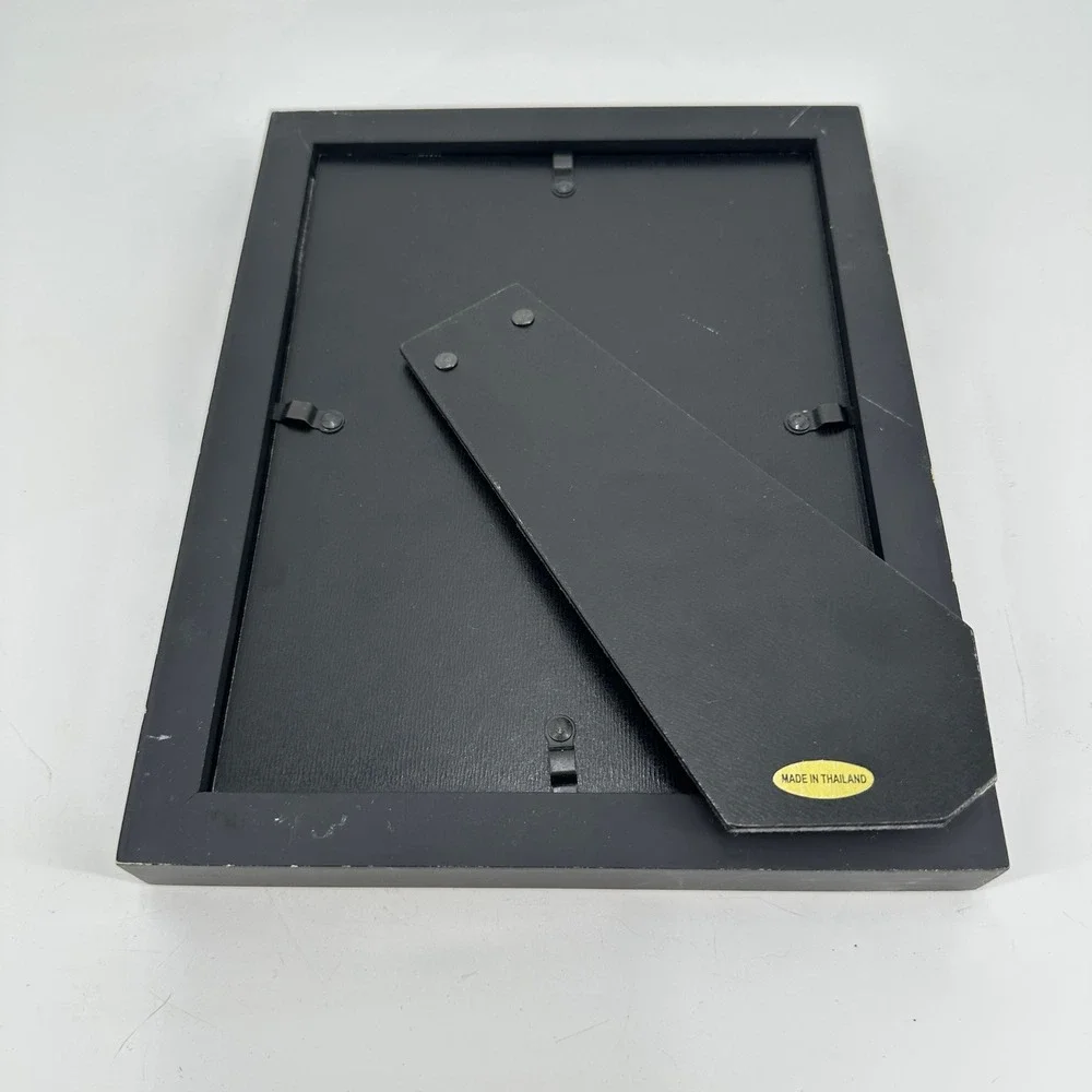 Black Wood Picture Frame with Oval Mat and Gold Trim Tabletop Wall Decor